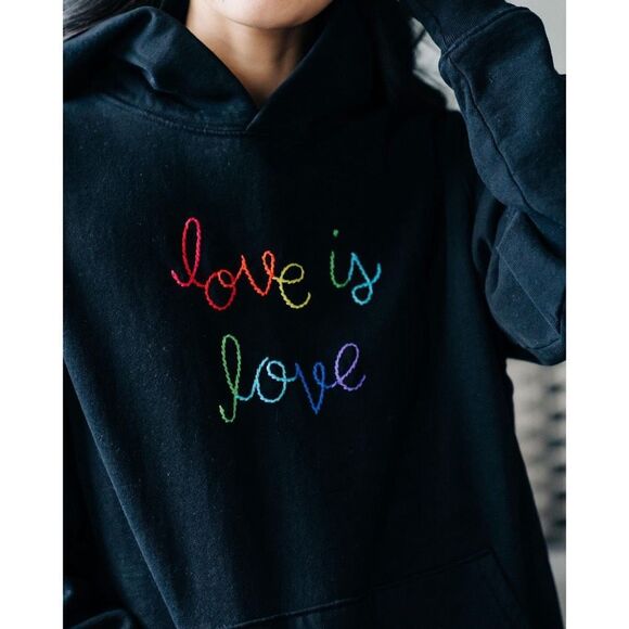 Lingua Franca Sweaters - Lingua Franca Love is Love Black Hoodie Size M
